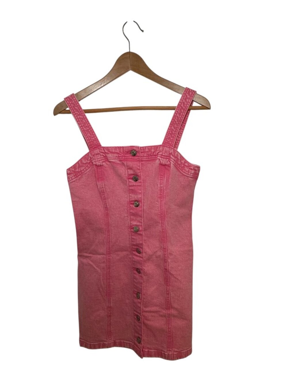 GAP pink denim button-front pinafore dress - XS Petite